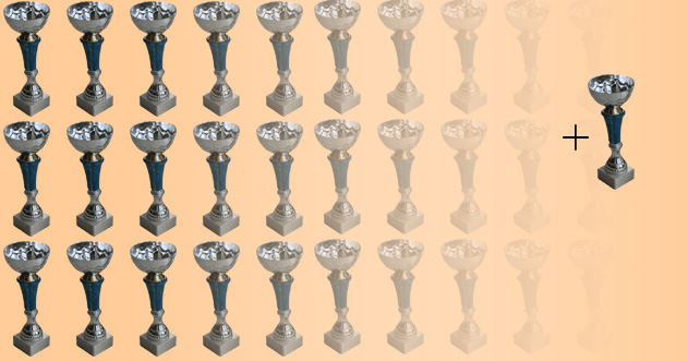 Rows of silver cups